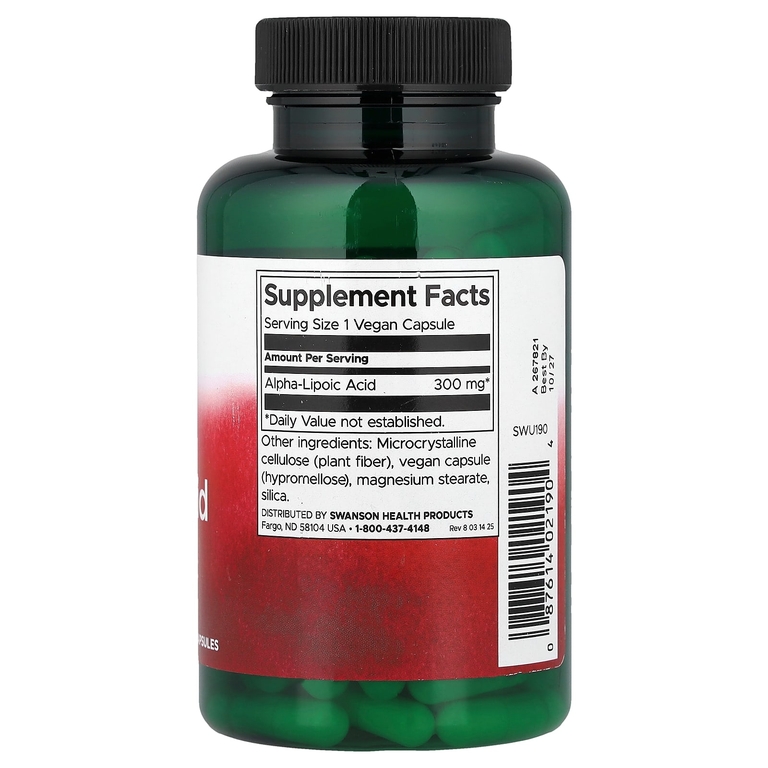 Swanson Vitamins, альфа-липоевая кислота, 300 мг, 120 капсул