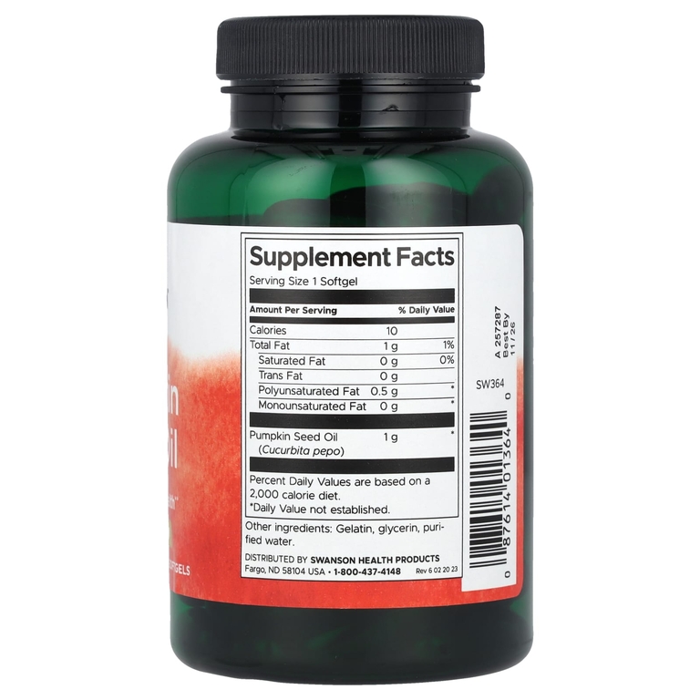 Swanson Vitamins, масло семян тыквы, 1000 мг, 100 капсул