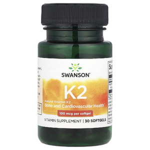 Swanson Vitamins, Натуральный витамин K2, 100 мкг, 30 мягких таблеток