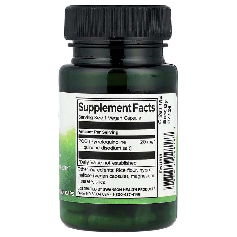 Swanson Vitamins, PQQ, 20 мг, 30 растительных капсул