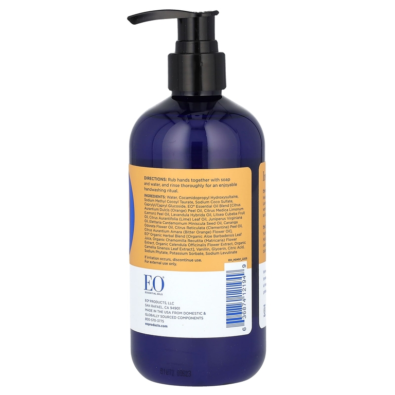 EO Products, мыло для рук, бодрящее, с ароматом апельсина и ванили, 355 мл (12 жидк. унций)
