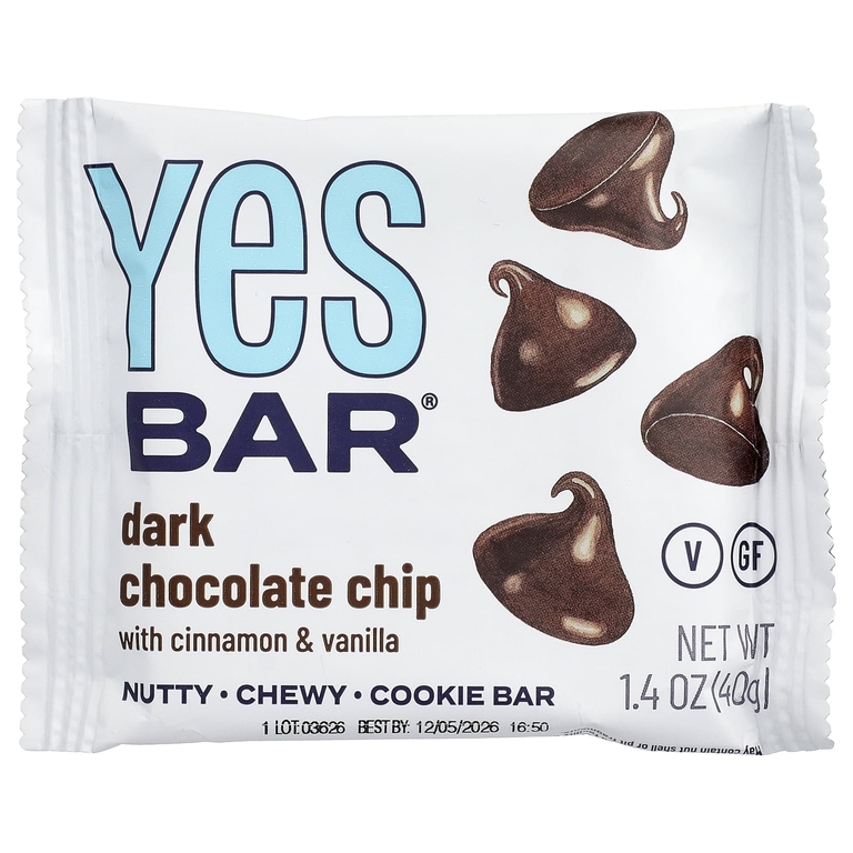 Yes Bar, батончик-снек, крошка из темного шоколада с корицей и ванилью, 6 батончиков по 40 г (1,4 унции)