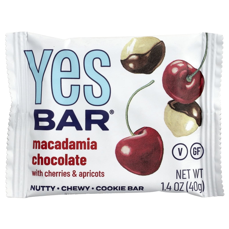 Yes Bar, батончик-снек, шоколад макадамия, вишня и абрикосы, 6 батончиков по 40 г (1,4 унции)