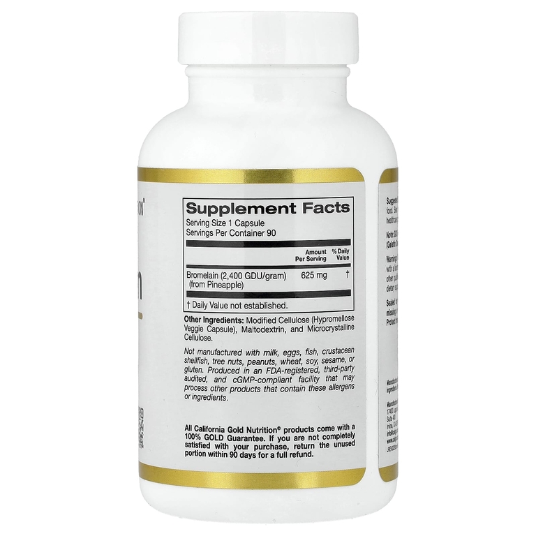California Gold Nutrition, бромелаин, 625 мг, 90 растительных капсул