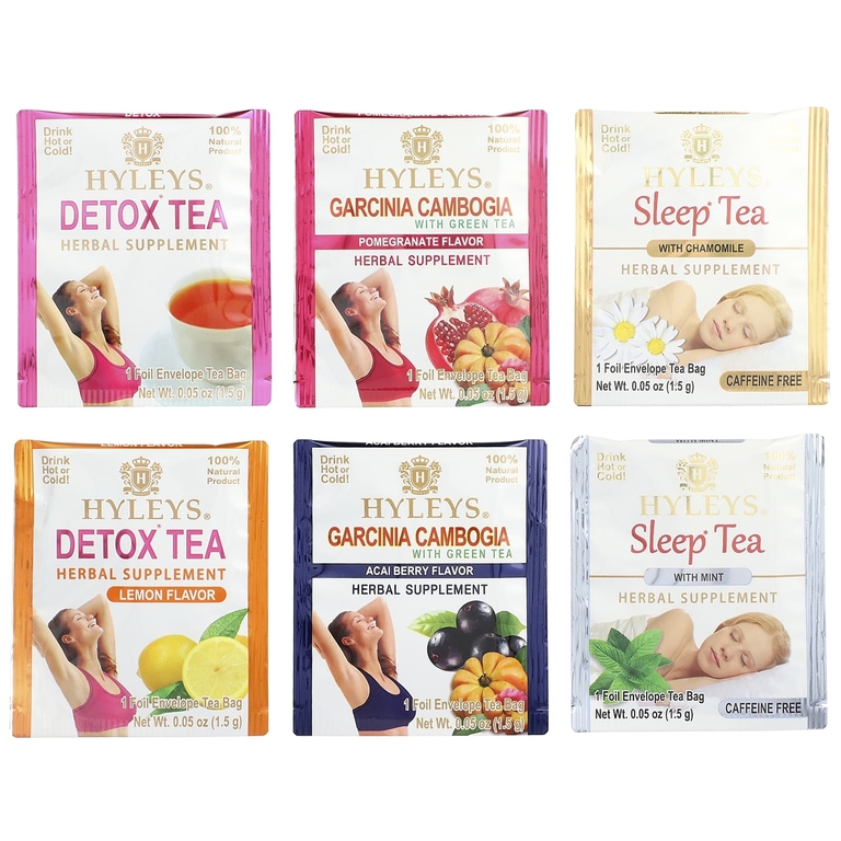 Hyleys Tea, 14 Days Detox Kit, ассорти, 42 чайных пакетика в фольгированных пакетиках, 63 г (2,22 унции)