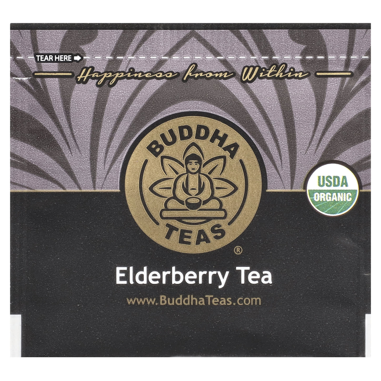 Buddha Teas, Органический травяной чай, бузина, 18 чайных пакетиков, 27 г (0,95 унции)