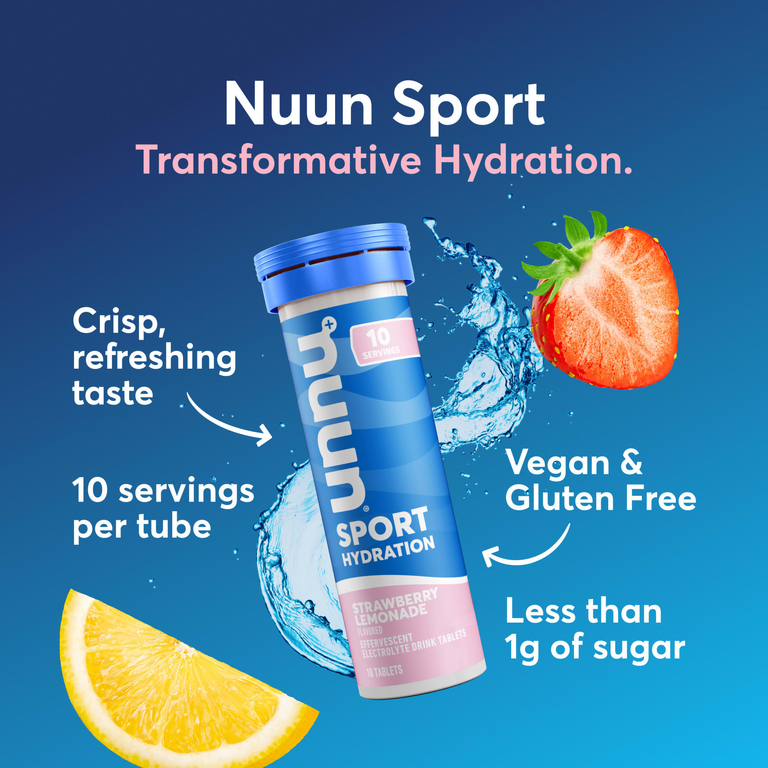 Nuun, Hydration, Sport, добавка с шипучими электролитами, клубничный лимонад, 10 таблеток