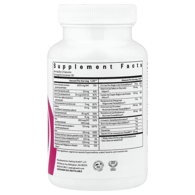 Seeking Health, Prenatal Essentials MF, комплекс витаминов для беременных, без метила, 60 капсул