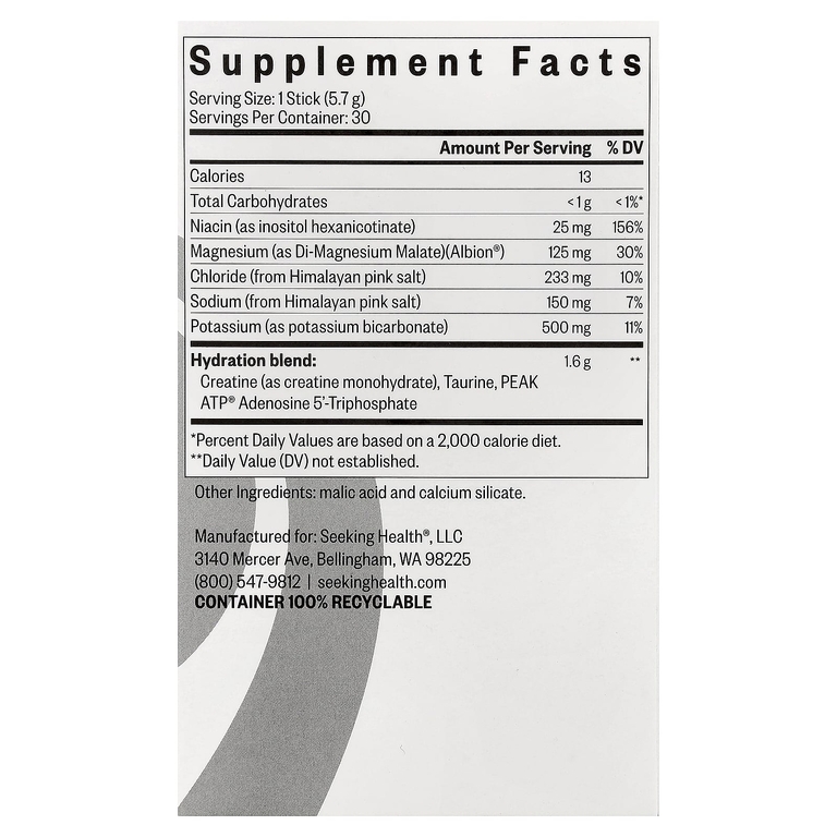 Seeking Health, Optimal Electrolyte, без добавок, 30 стиков, 5,7 г (0,201 унции) каждый