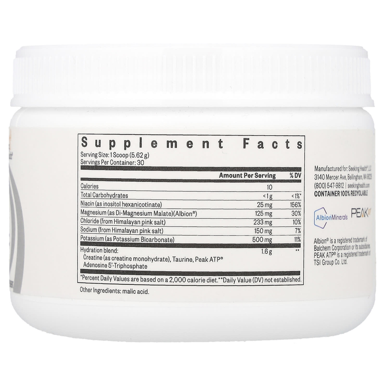 Seeking Health, Optimal Electrolyte, без добавок, 168,6 г (5,94 унции)