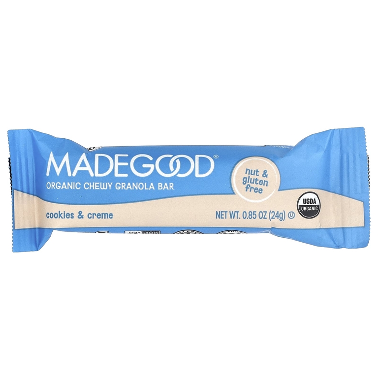 MadeGood, Органические жевательные батончики гранолы, печенье и сливки, 6 батончиков, 24 г каждый (Товар снят с продажи) 