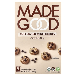 MadeGood, Мягкое мини-печенье, шоколадная крошка, 5 порционных пакетиков, 24 г (0,85 унции)