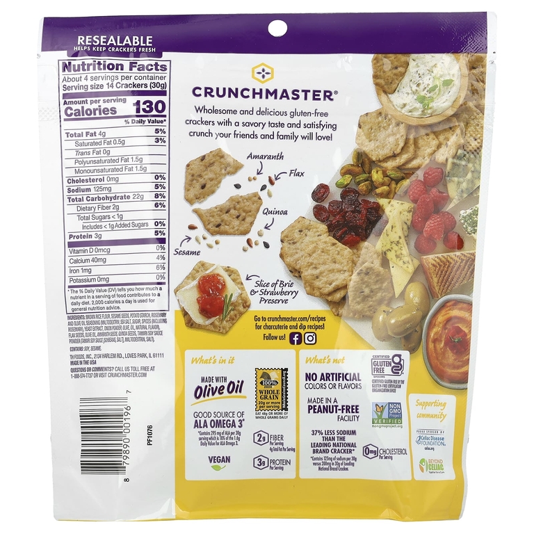 Crunchmaster, Multi-Seed, хрустящие, запеченные рисовые крекеры, розмарин и оливковое масло, 113 г (4 унции) (Товар снят с продажи) 