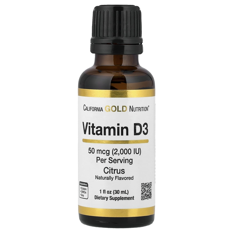California Gold Nutrition, витамин D3, с цитрусовым вкусом, 50 мкг (2000 МЕ), 30 мл (1 жидк. унция)