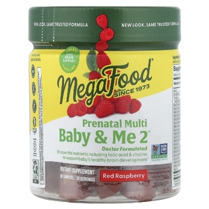 MegaFood, Baby & Me 2™ Prenatal Multi, мультивитамины для беременных, краситель красный, 60 жевательных таблеток