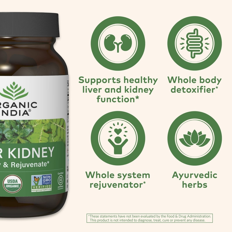 Organic India, печень и почки, 180 вегетарианских капсул