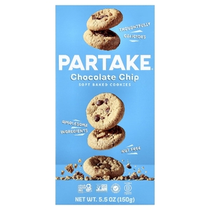 Partake, мягкое печенье, с шоколадной крошкой, 150 г (5,5 унции)