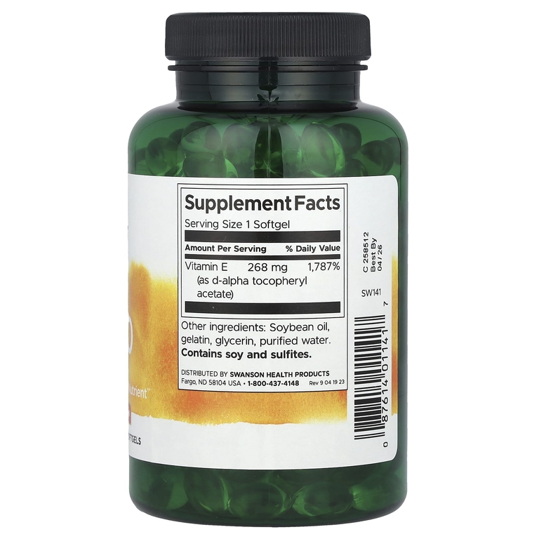 Swanson Vitamins, Витамин E, 400 МЕ, 250 мягких таблеток