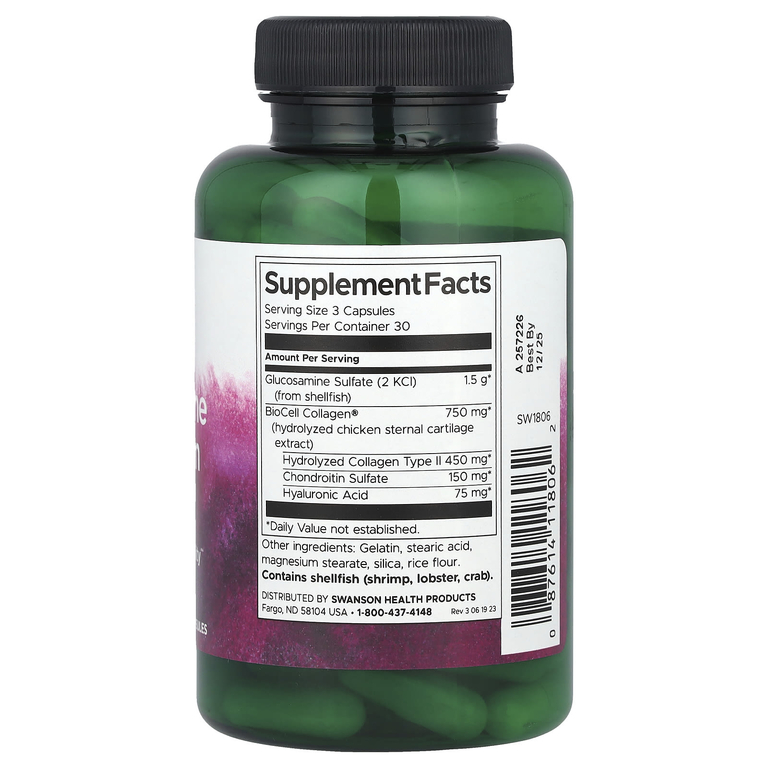 Swanson Vitamins, Глюкозамин и коллаген типа II, 90 капсул