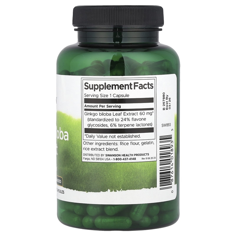Swanson Vitamins, Экстракт гинкго билоба, 60 мг, 240 капсул