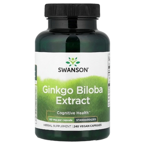 Swanson Vitamins, экстракт гинкго билоба, стандартизированный, 60 мг, 240 капсул