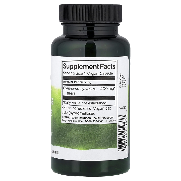 Swanson Vitamins, Full Spectrum®, листья джимнемы, 400 мг, 100 веганских капсул