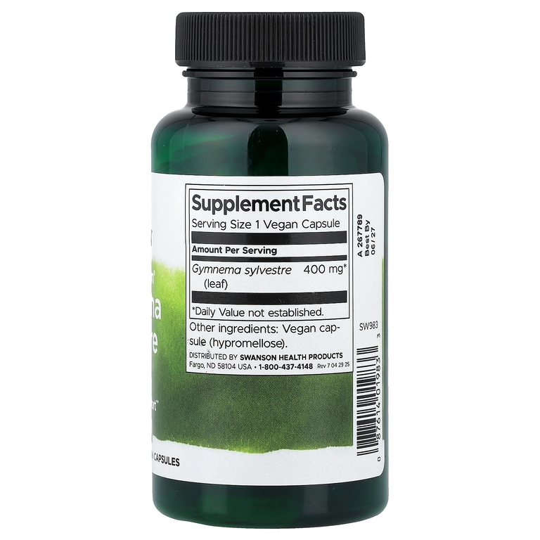Swanson Vitamins, Full Spectrum®, листья джимнемы, 400 мг, 100 веганских капсул