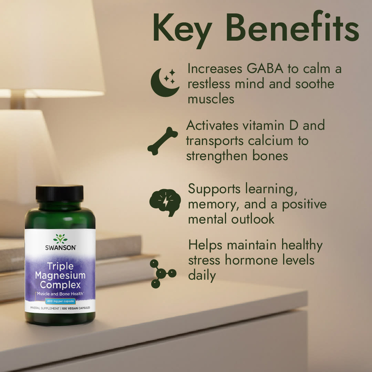 Swanson Vitamins, Комплекс тройного магния, 400 мг, 100 капсул