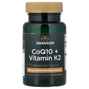 Swanson Vitamins, Коэнзим Q10 + витамин K2, 60 мягких таблеток