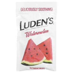 Luden's, пектиновая пастилка/смягчающее средство для полости рта, арбуз, 25 капель для горла (Товар снят с продажи) 