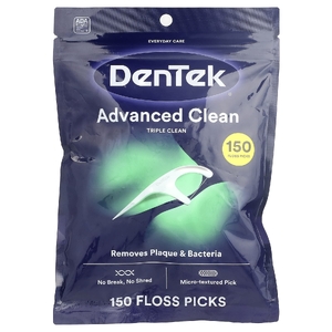 DenTek, Advanced Clean Floss Picks, жидкость для полоскания рта, 150 зубочисток