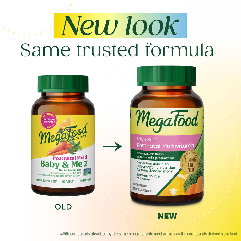 MegaFood, Baby & Me 2™, послеродовой мультивитаминный комплекс, 120 таблеток
