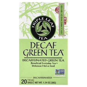 Triple Leaf Tea, зеленый чай без кофеина, 20 чайных пакетиков, 38 г (1,34 унции)