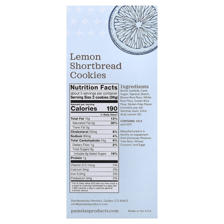 Pamela's Products, лимонное песочное печенье, 177 г (6,25 унции) (Товар снят с продажи) 