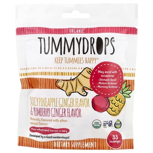 Tummydrops, Органический сочный ананас, имбирь и юмберри, имбирь, 33 пастилки
