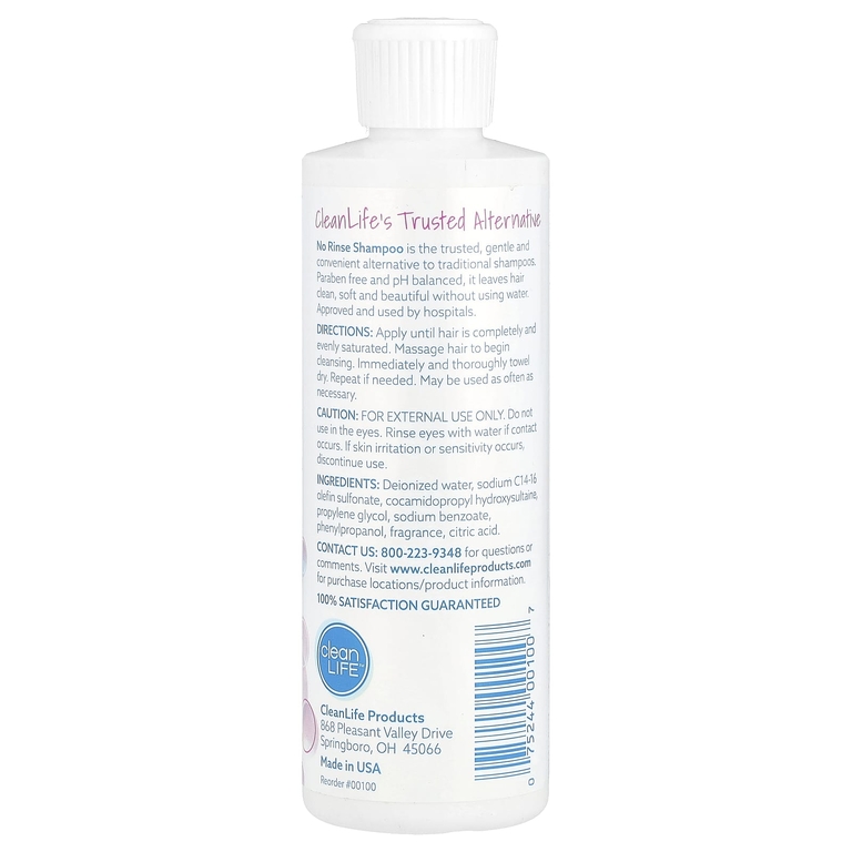 CleanLife, Шампунь No Rinse®, 236,6 мл (8 жидк. унц.) (Товар снят с продажи) 