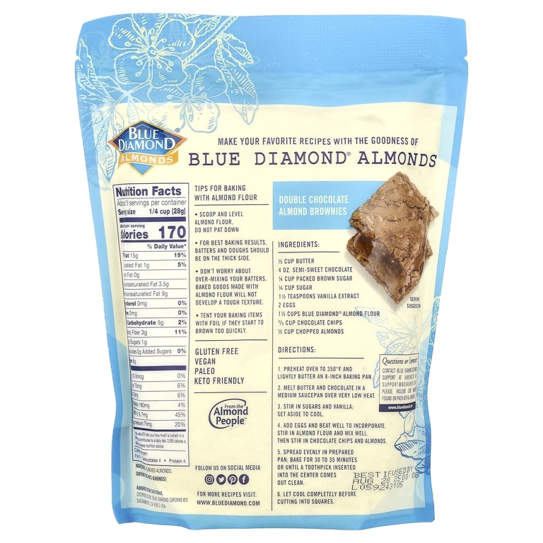 Blue Diamond, Миндальная мука, мелко просеянная, 454 г (16 унций)
