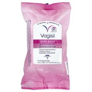 Vagisil, Ежедневные освежающие салфетки Odor Block®, 20 мягких одноразовых салфеток