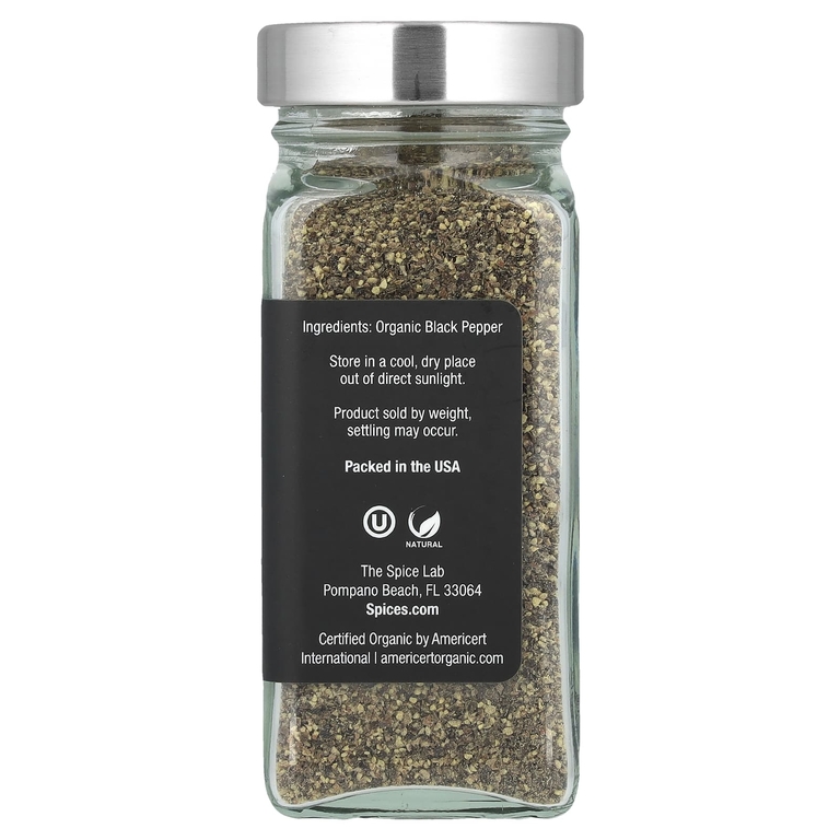 The Spice Lab, Органический молотый черный перец, 62 г (2,2 унции)