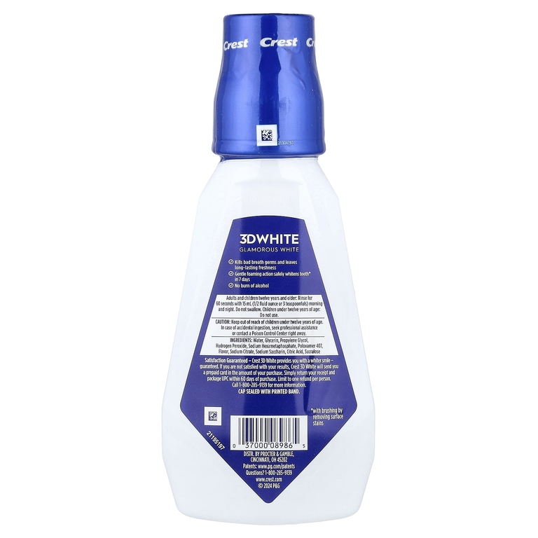 Crest, 3D White, Multi-Care Clean, отбеливающий ополаскиватель для рта, отбеливающий, сияющая мята, 473 мл (16 жидк. унций)