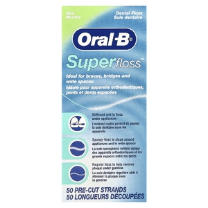 Oral-B, Super Floss ™, мята, 50 предварительно нарезанных нитей