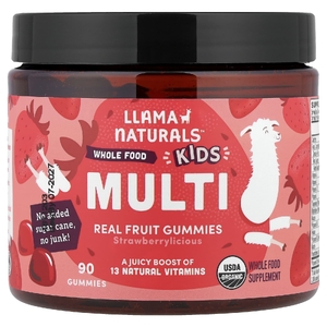 Llama Naturals, мультивитамины для детей, натуральные фруктовые жевательные таблетки, клубничный вкус, 90 жевательных таблеток