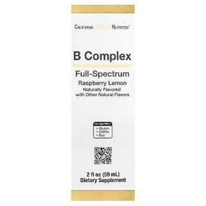 California Gold Nutrition, комплекс витаминов группы B полного спектра с витамином B12, пантотеновой кислотой, биотином и ниацином, малина и лимон, 59 мл (2 жидк. унции)