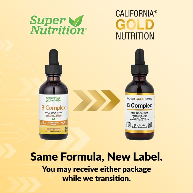 California Gold Nutrition, комплекс витаминов группы B полного спектра с витамином B12, пантотеновой кислотой, биотином и ниацином, малина и лимон, 59 мл (2 жидк. унции)
