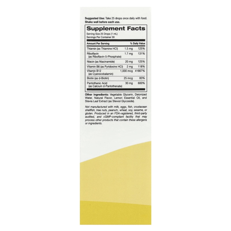 Super Nutrition, комплекс витаминов группы B полного спектра с витамином B12, пантотеновой кислотой, биотином и ниацином, малина и лимон, 59 мл (2 жидк. унции)