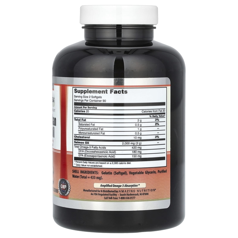 Amazing Nutrition, Масло дикого аляскинского лосося, 180 капсул (1000 в каждой капсуле)