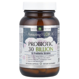 Amazing Nutrition, Amazing Flora ™, пробиотик, 30 млрд КОЕ, 60 растительных капсул