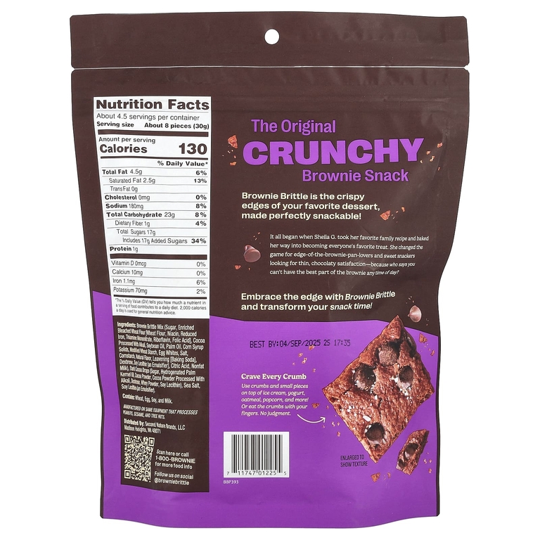 Sheila G's, Brownie Brittle®, морская соль из темного шоколада, 142 г (5 унций)