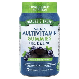 Nature's Truth, Мультивитаминные жевательные мармеладки для мужчин + B12, D3, цинк, вкусная черника, 70 жевательных таблеток