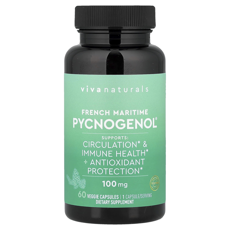Viva Naturals, Pycnogenol®, френч приморский, 100 мг, 60 растительных капсул